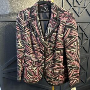 Women's Pink and Black Patterned Blazer
